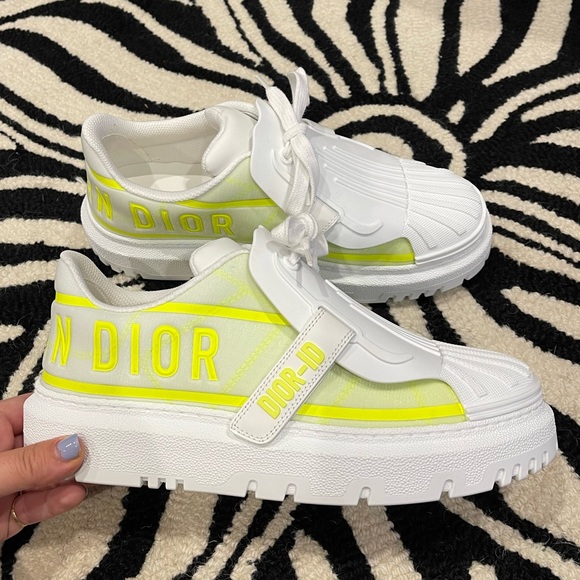Christian Dior ID sneakers in neon yellow & white size 38 - Picture 2 of 7